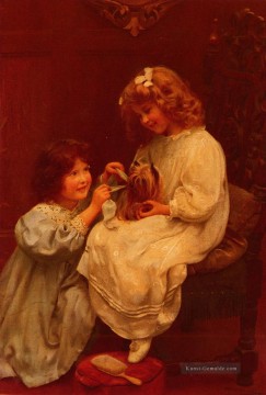  inder - The Blue Ribbon idyllische Kinder Arthur John Elsley Impressionismus